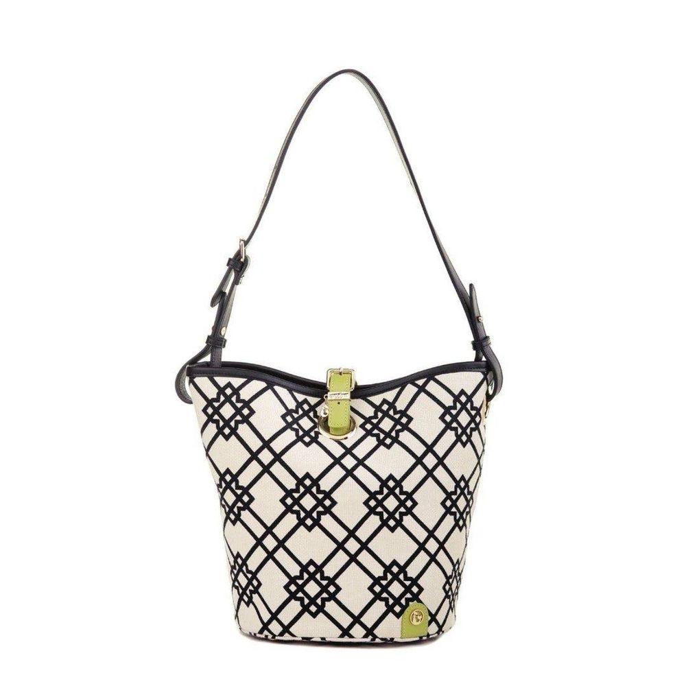 Spartina 449 Seven Oaks Bodega Geometric Print Bucket Bag Linen Canvas & Leather